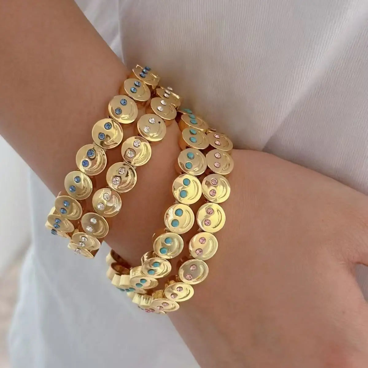 Colorful Smiley Face Charm Bracelet