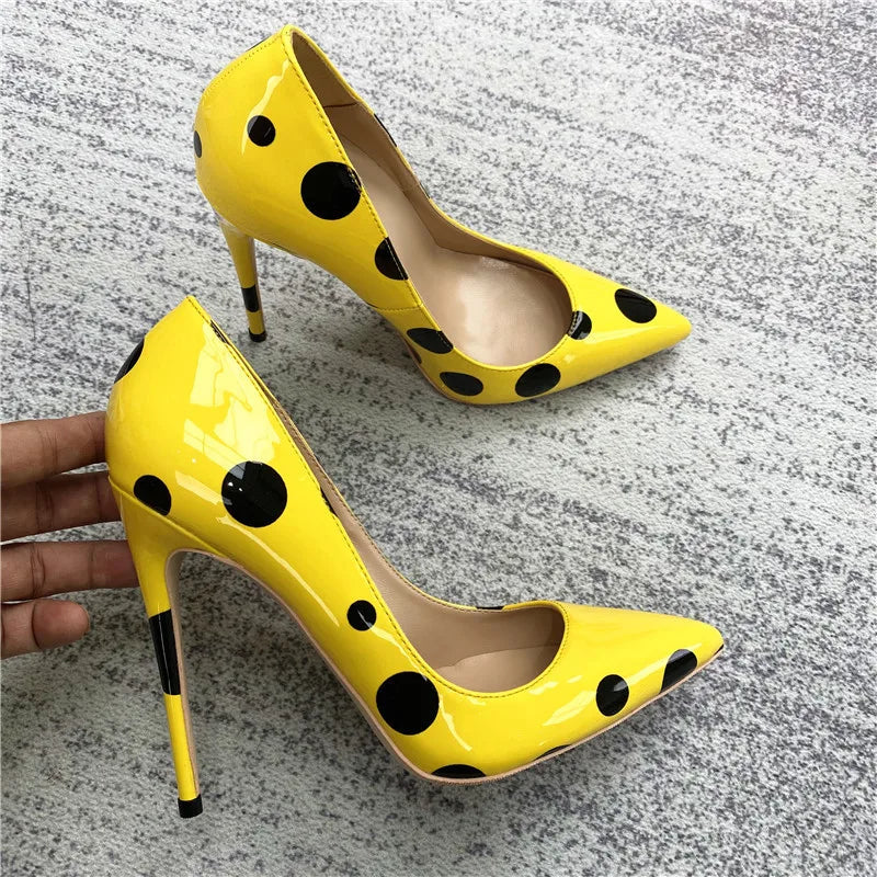 Polka Dot Pointed Toe High Heel Stiletto Pumps for Women
