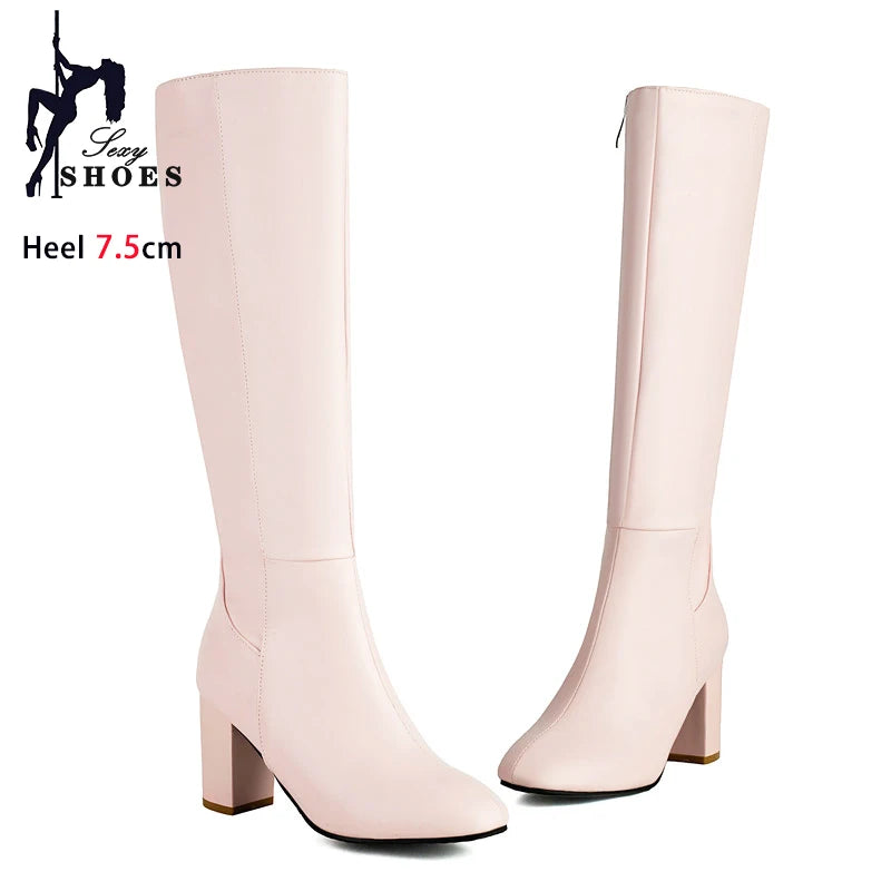 Knee High Platform Boots With Thick Heels for Women