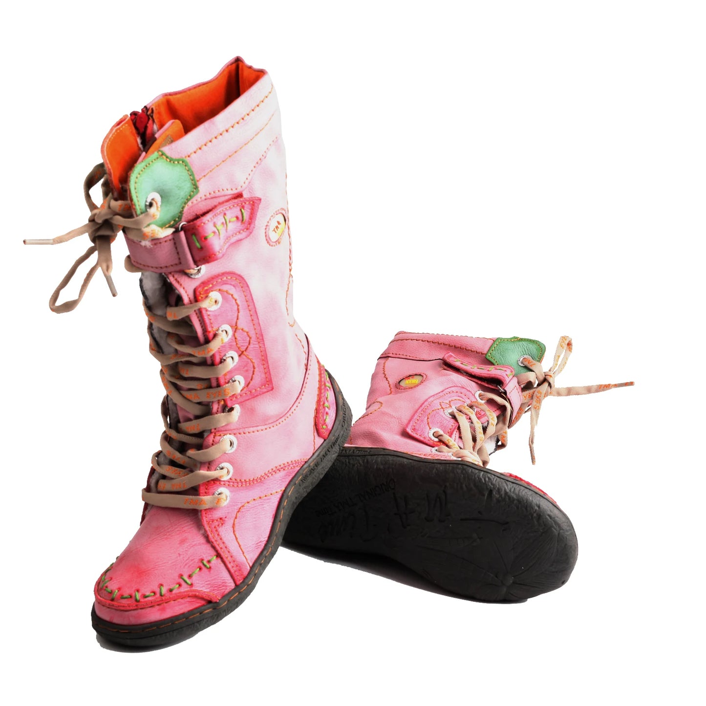 Hand Stitched Leather Mid Calf Boots