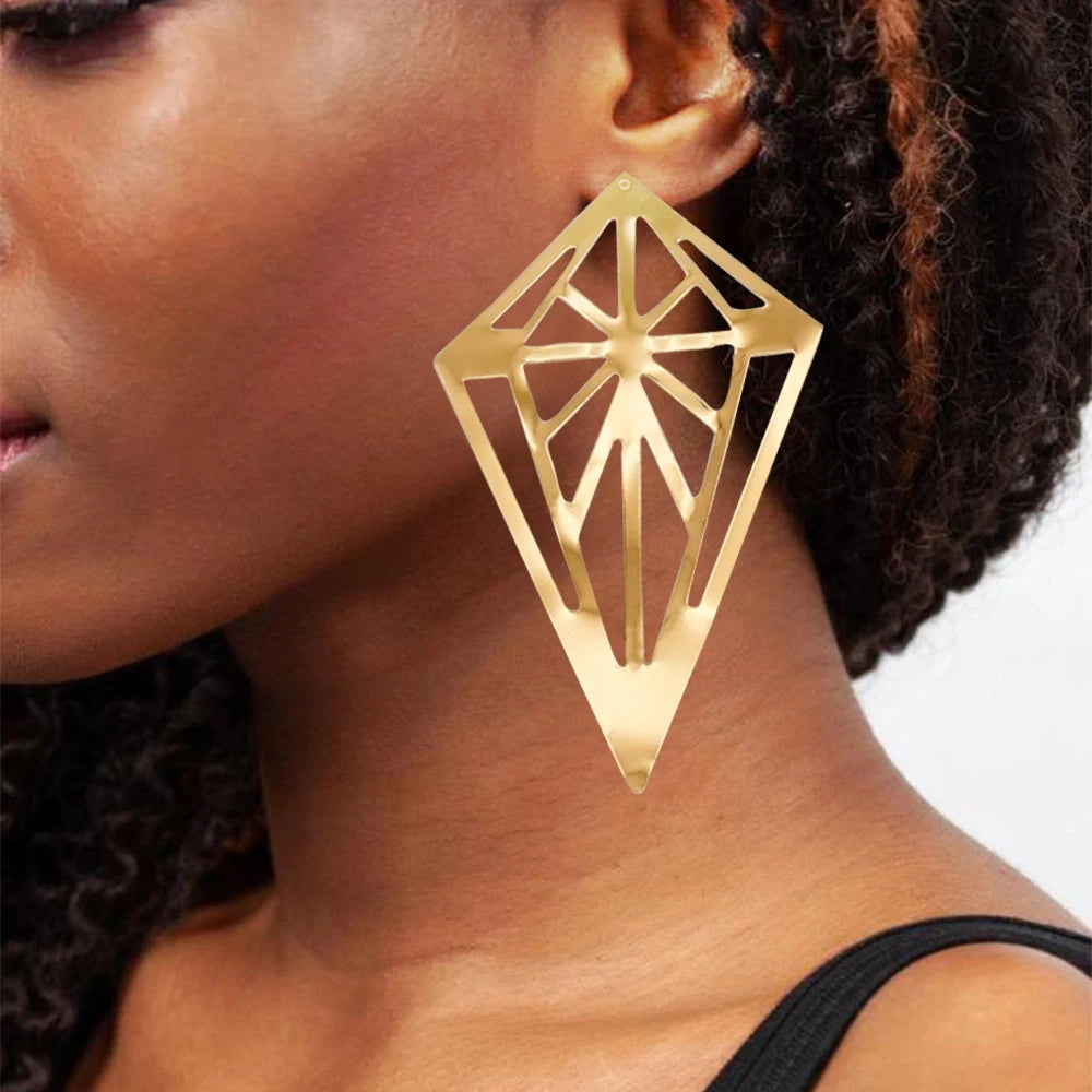Fashion Jewelry Big Gold Color Round Geometric Earrings Dangle Drop Earrings For Women African Wedding Party Gifts