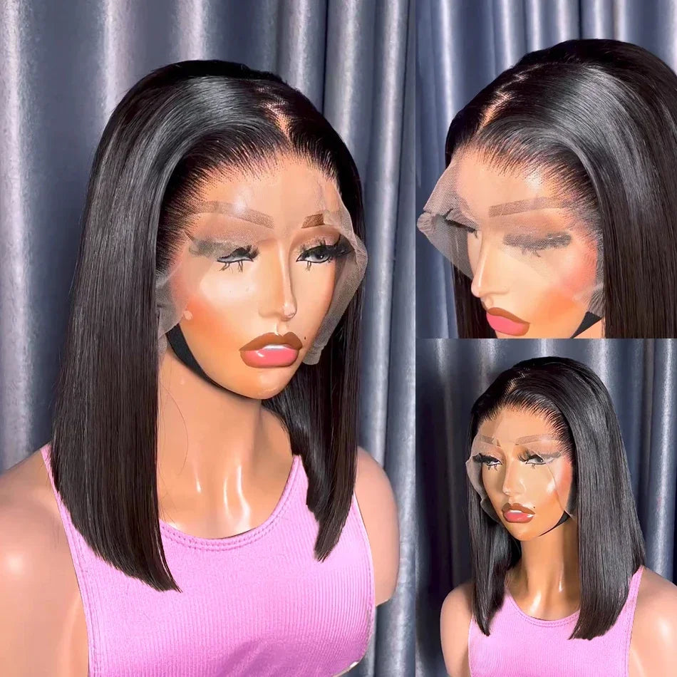 Natural Bone Straight Lace Frontal Bob Wig For Women