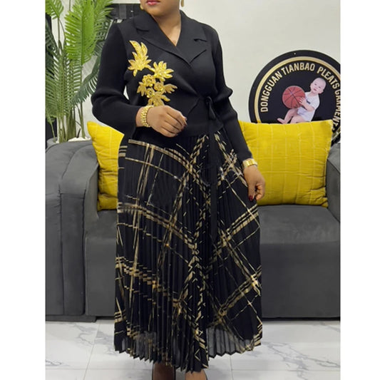 Fake 2 pieces robe africains femme fashion african traditional dresses for woman dashiki evening dress africa clothing 2025