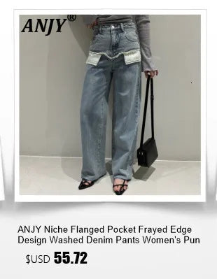 ANJY Summer New Women Chic Y2K Streetwear Elegant Ins Trendy Vintage Asymmetrical High Waisted Slimming Denim Split Skirt HK7080