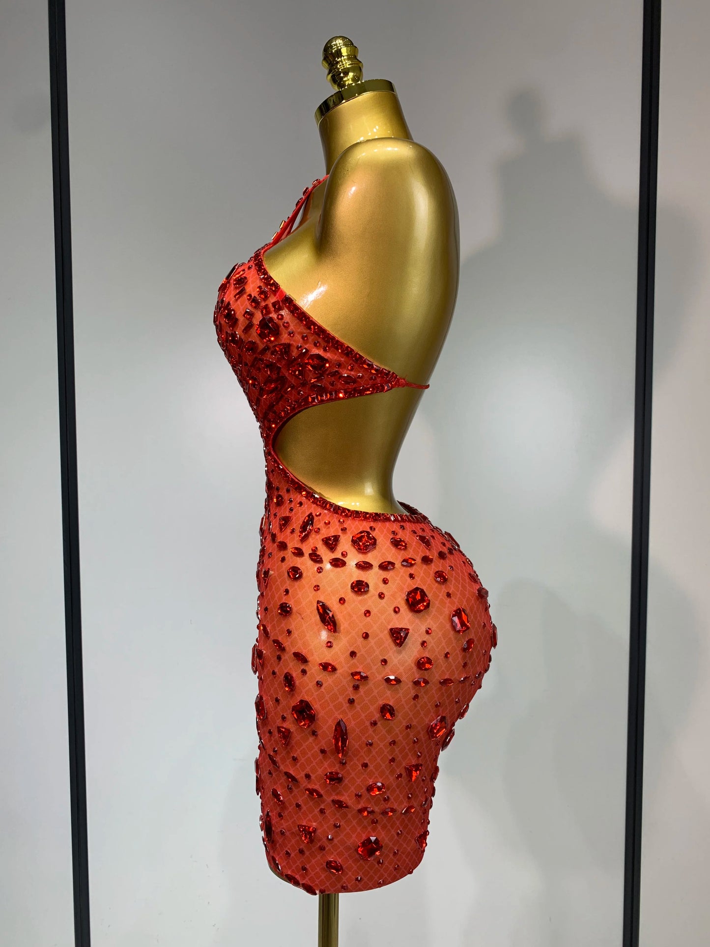 Sexy Sparkly Diamond Backless Short Dress 2025 Women Sleeveless Mesh See Through Evening Birthday Gown Singer Stage Outfit