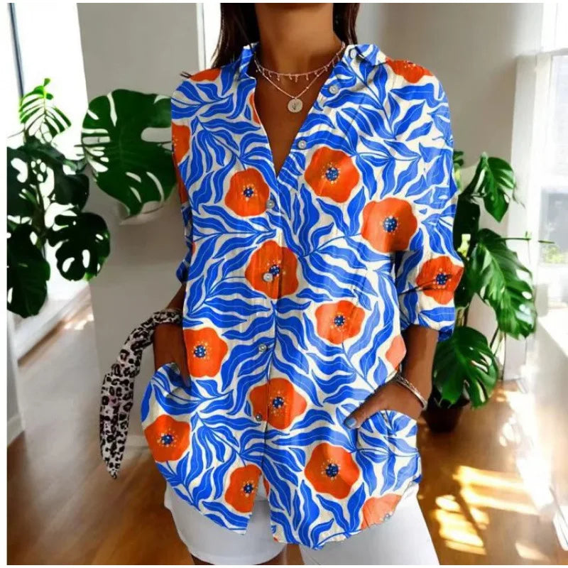 Ditsy Floral Oversized Dropped Shoulder Blouse for Women