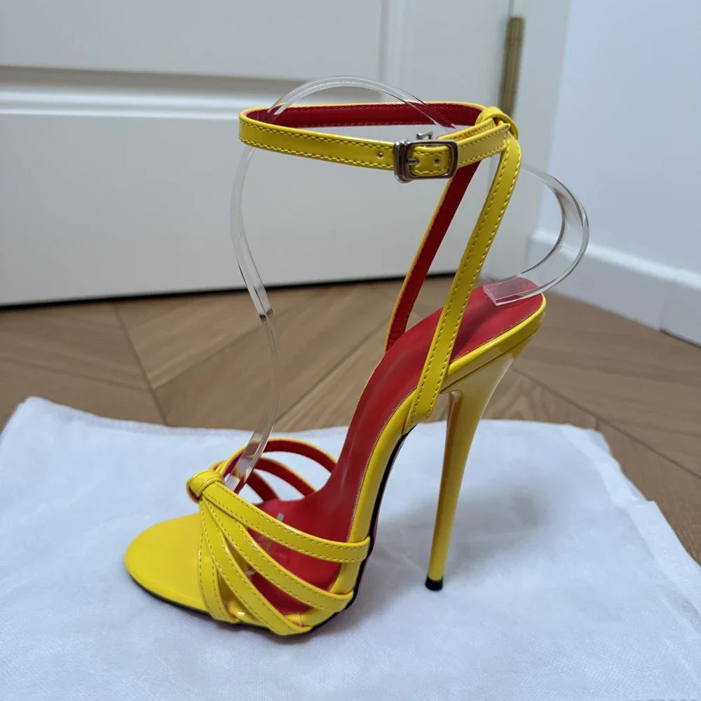 Ultra High Stiletto Heel Open Toe Strappy Sandals for Women