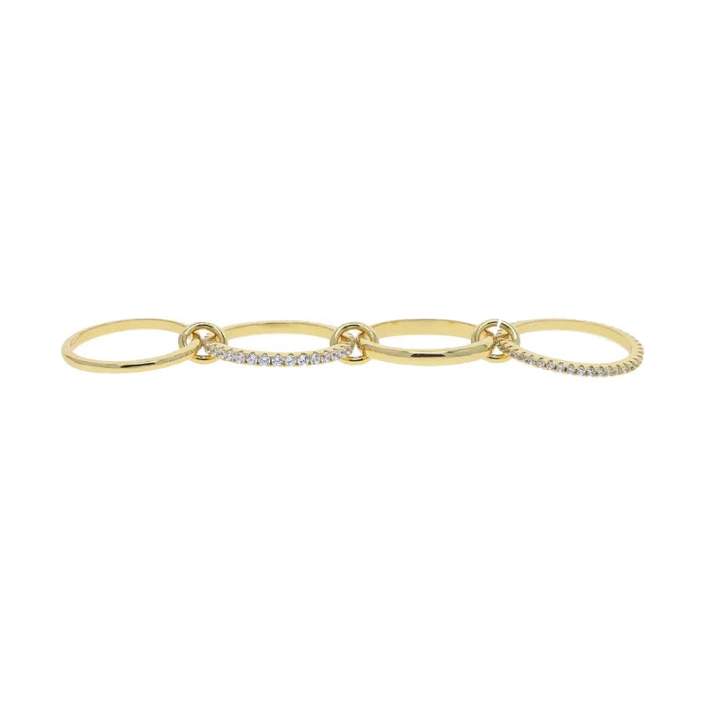 Gold Tone Pink Zircon Stacking Band Rings for Women