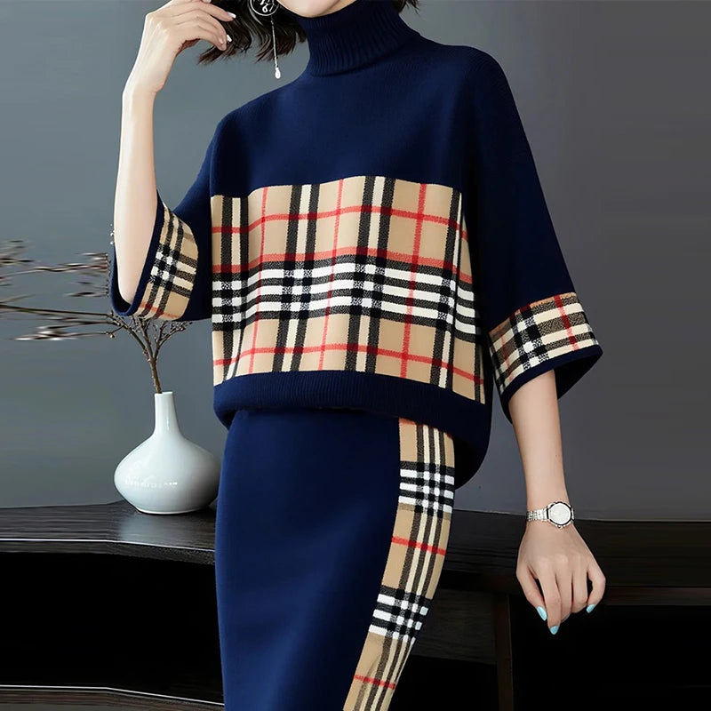 Cozy Plaid Knit Sweater