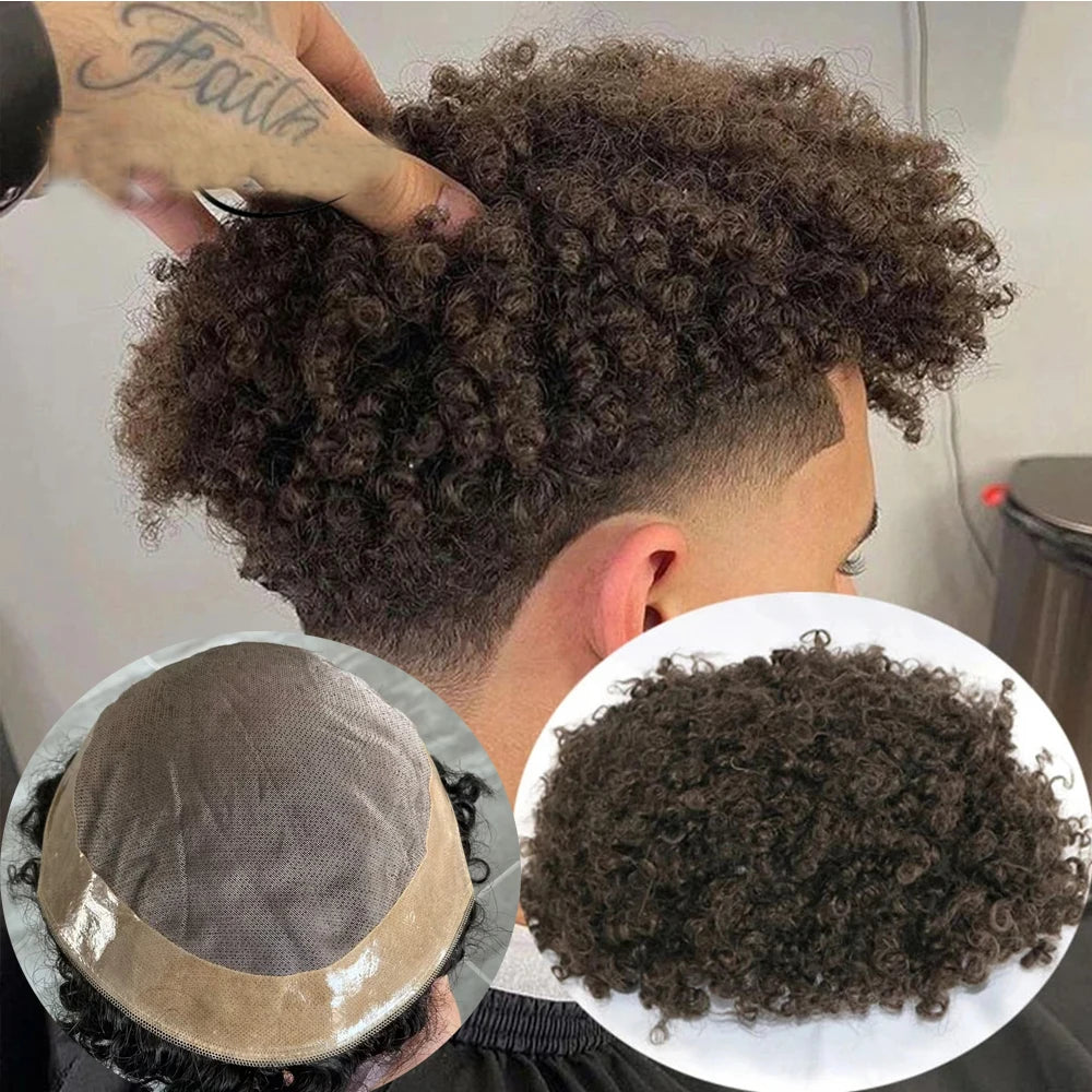 Kinky Curly Human Hair Toupee With Mono Lace for Women