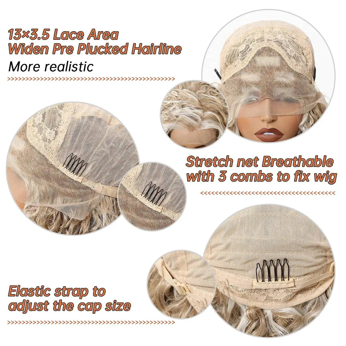 Pre Plucked Glueless Deep Curly Blonde Lace Front Wig for Women