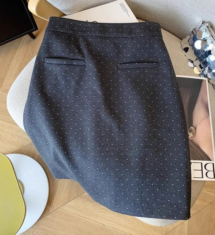 Polka Dot Print High Waist Slim Midi Skirt for Women