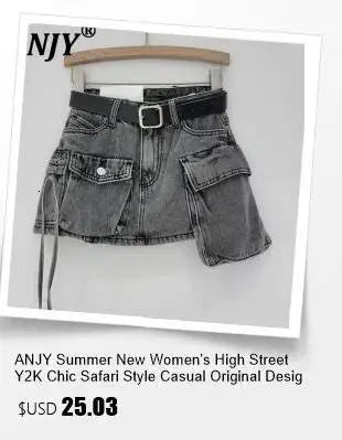 ANJY Summer New Women American Style Vintage Fashion Slim Fit Denim Short Jacket Stand Collar Puff Sleeve Washed Ins Coat A24293