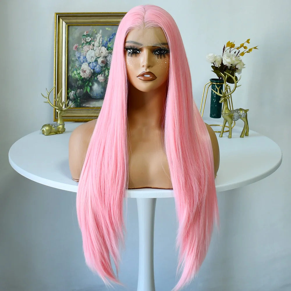 Grey Straight Lace Front Wig With Preplucked Hair for Women