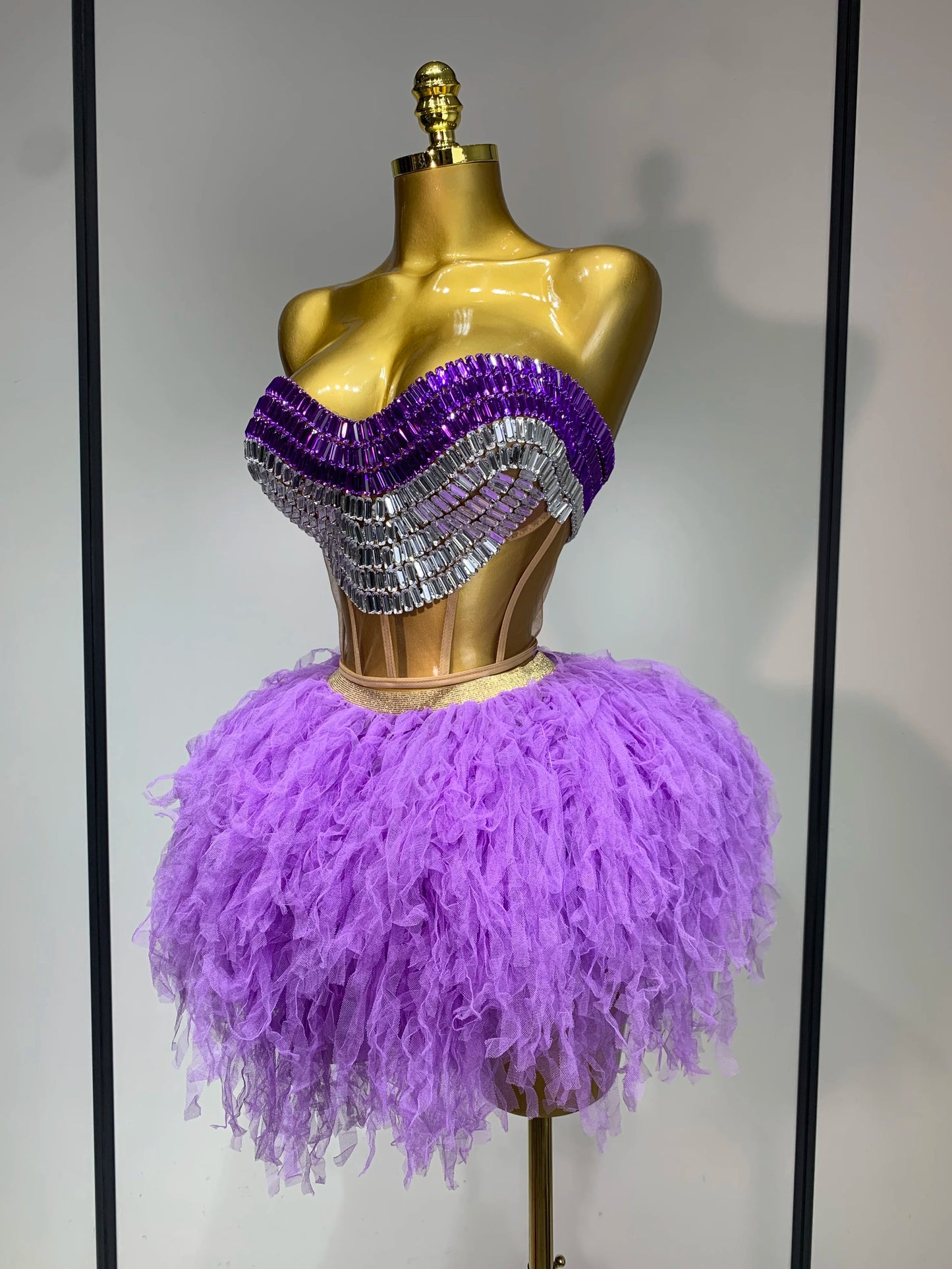 Sparkly Black Sequins Two Pieces Set for Women Party Evening Prom Celebrate Birthday Photo Shoot Dress Nightclub Dance Costume