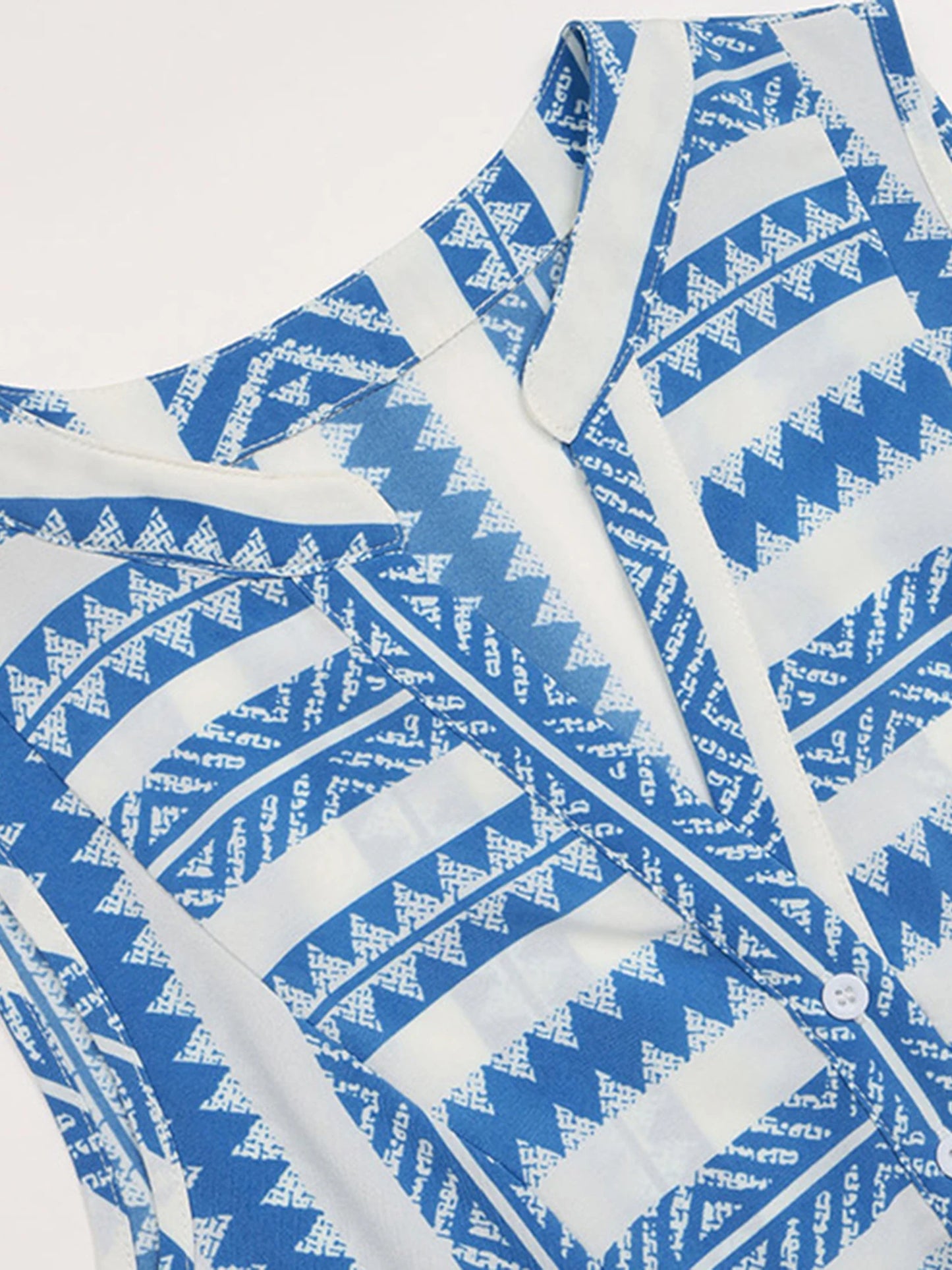 Women Summer Sleeveless Dress Casual Geometric Print Button V-Neck Party Dress for Beach Club Streetwear