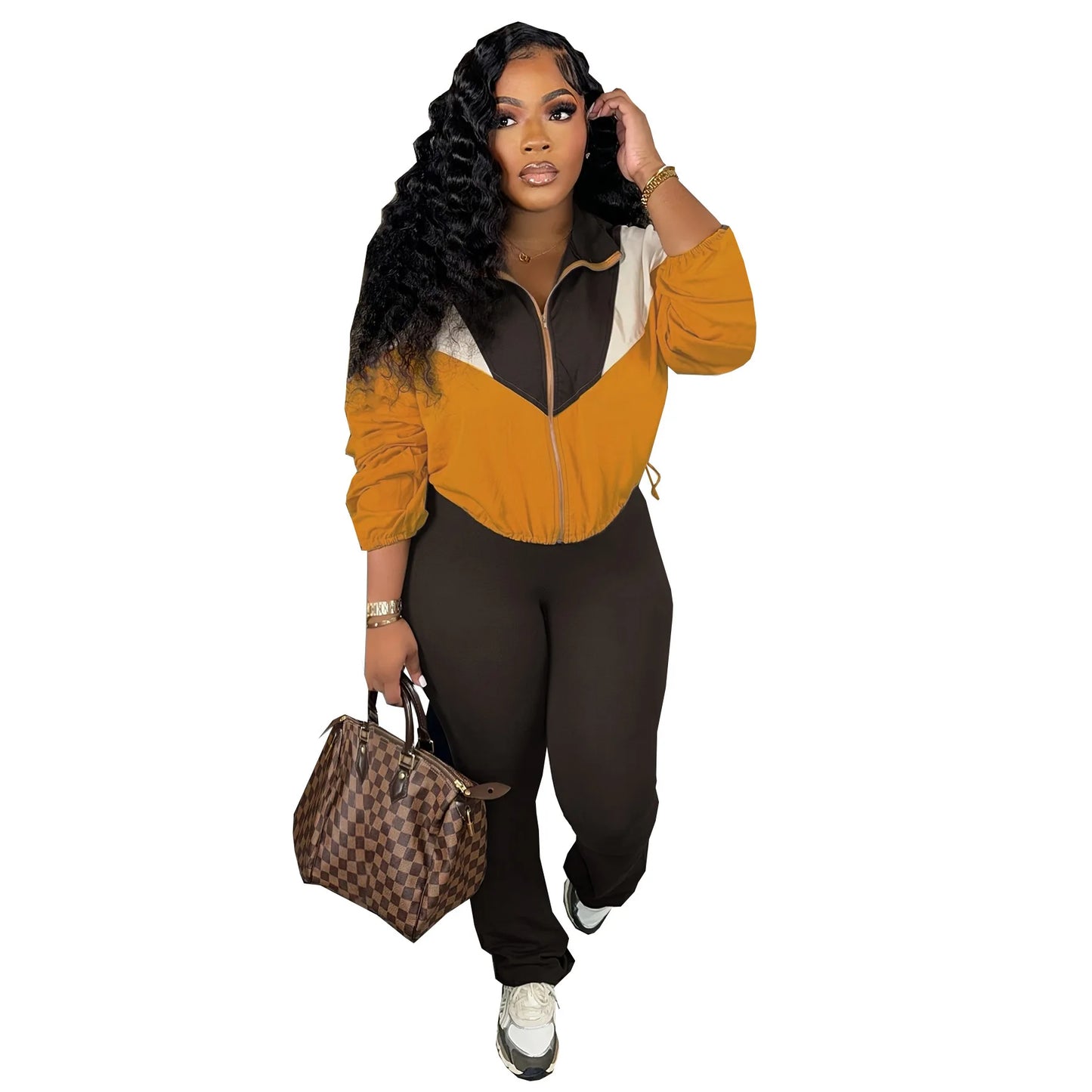 Pant Set Women Two Piece Sets Matching Sets Y2k Streetwear Zipper Coats Long Pants High Waist Sports Suit Sportswear 2025