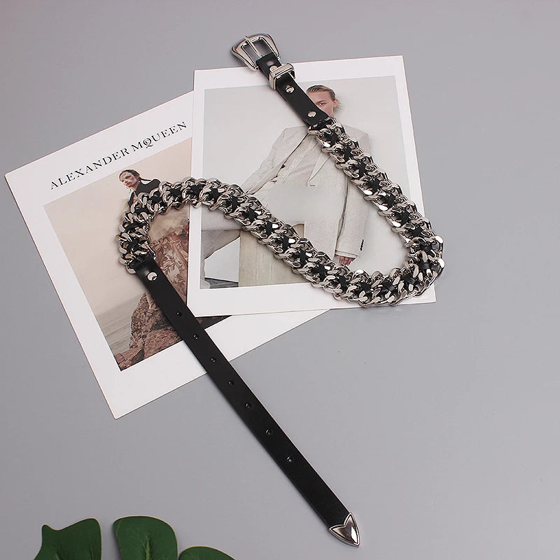 Trendy Gold Metal Decorative Waist Chain Belt for Women