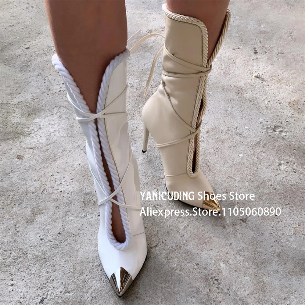 Metallic Pointed Toe PU Leather Ankle Boots for Women