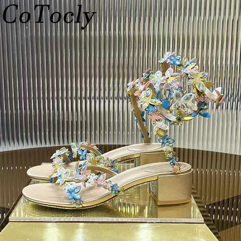 Crystal Strappy Wrap Ankle Stiletto Sandals for Women