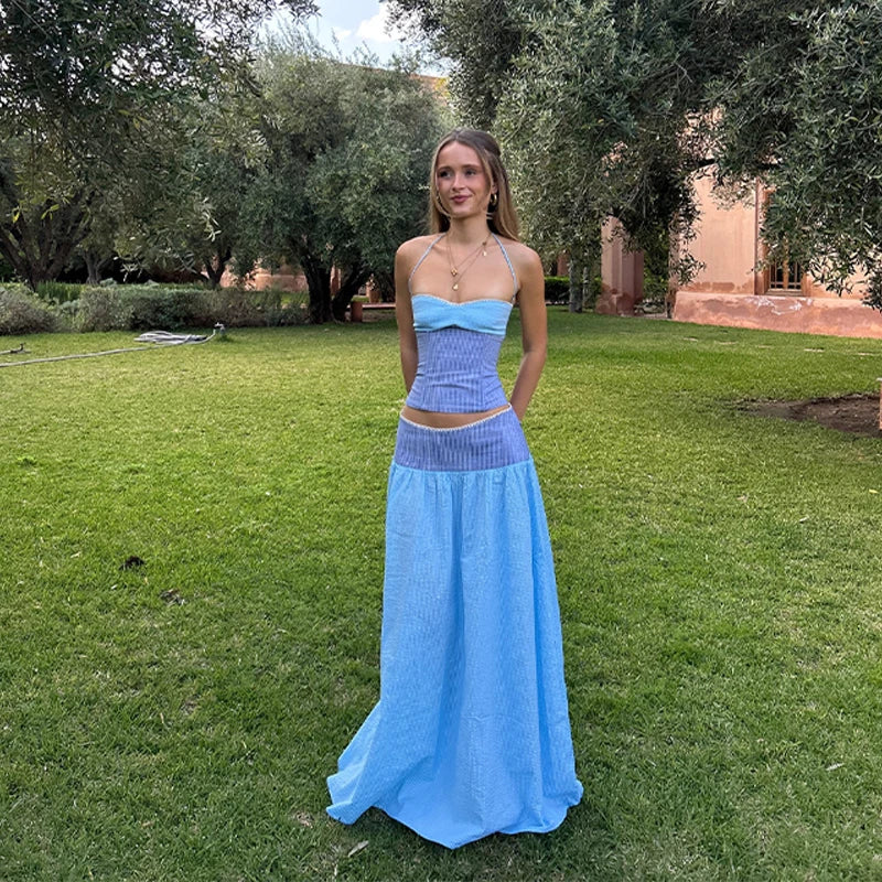 Elegant Backless Sleeveless Two Piece Set For Women