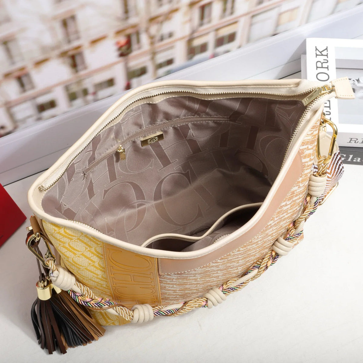 Textured Letter Print Tote And Crossbody Bag for Women