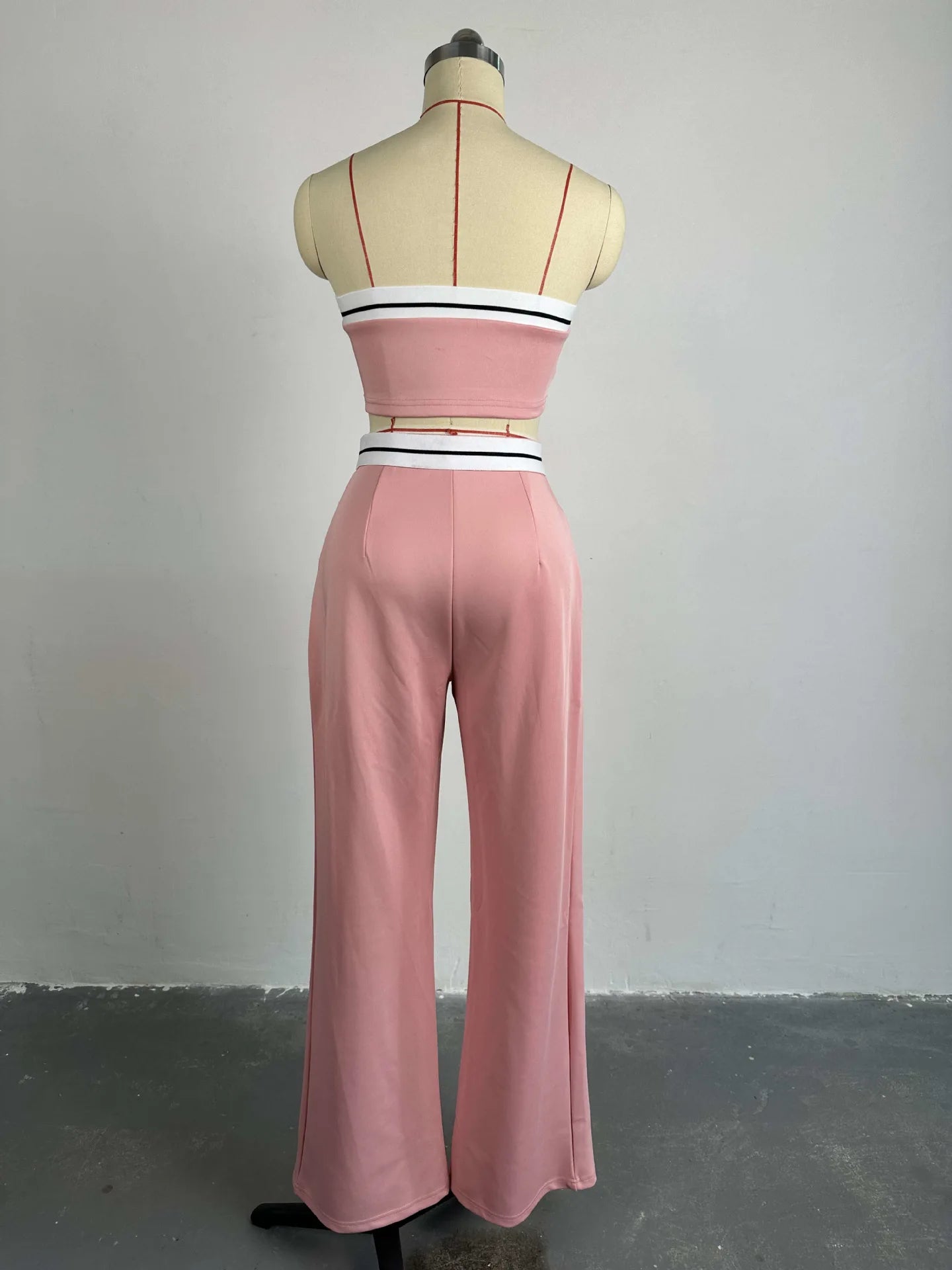 Strapless Vest With Pockets Two Piece Pants Set