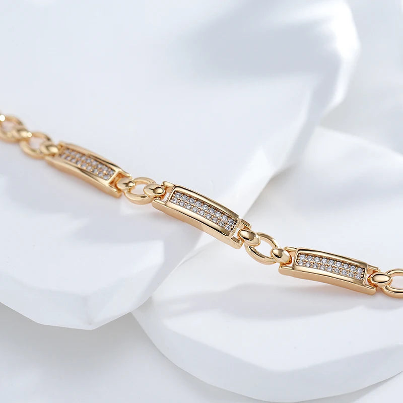 Rose Gold Square Link Zirconia Bracelet