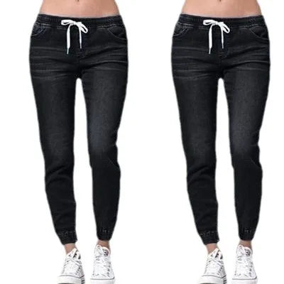 Elastic Waist Slim Fit Pegged Tapered Pants For Women