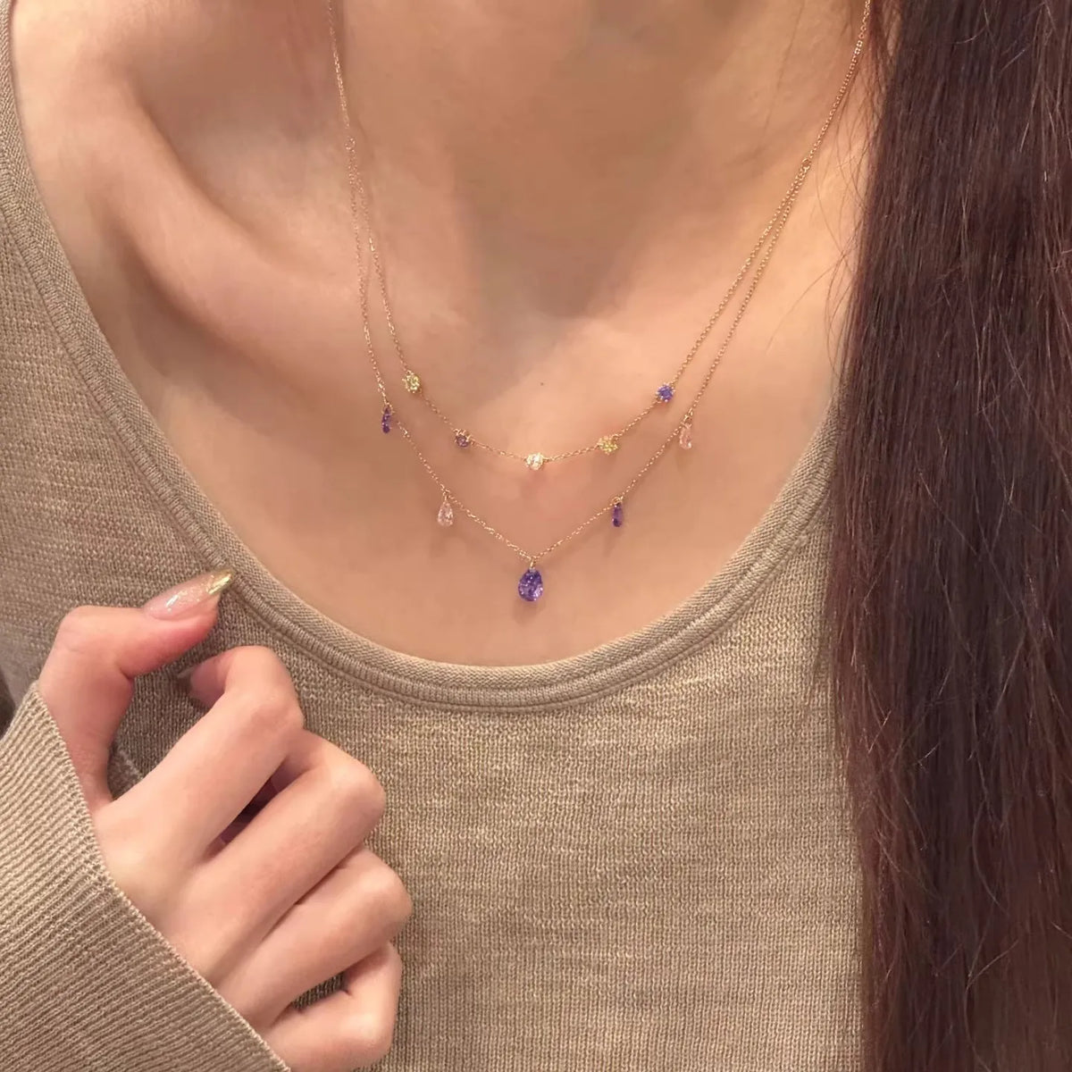Elegant Water Drop Cubic Zirconia Pendant Necklace for Women