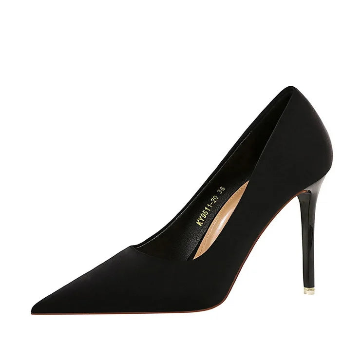 Elegant Purple Satin High Heel Stiletto Pumps for Women