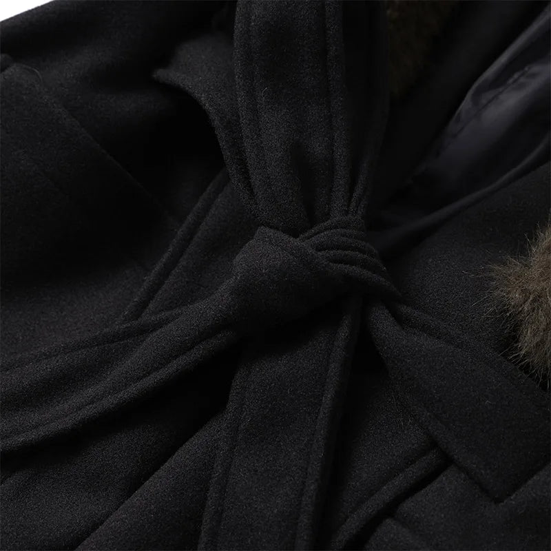 Warm Faux Fur Hooded Winter Coat With Pockets for Women