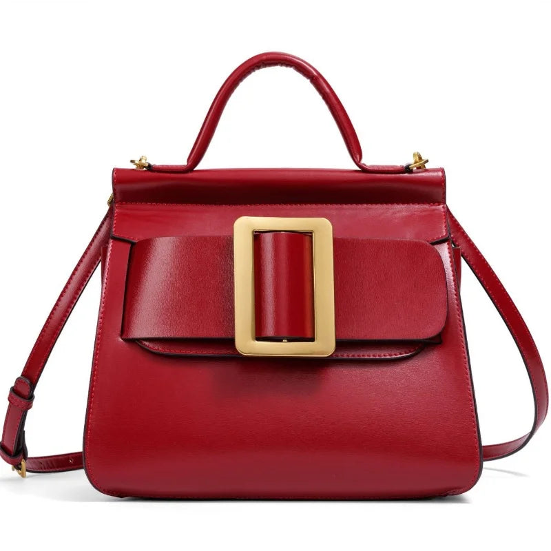 Structured Square Buckle Shoulder Bag