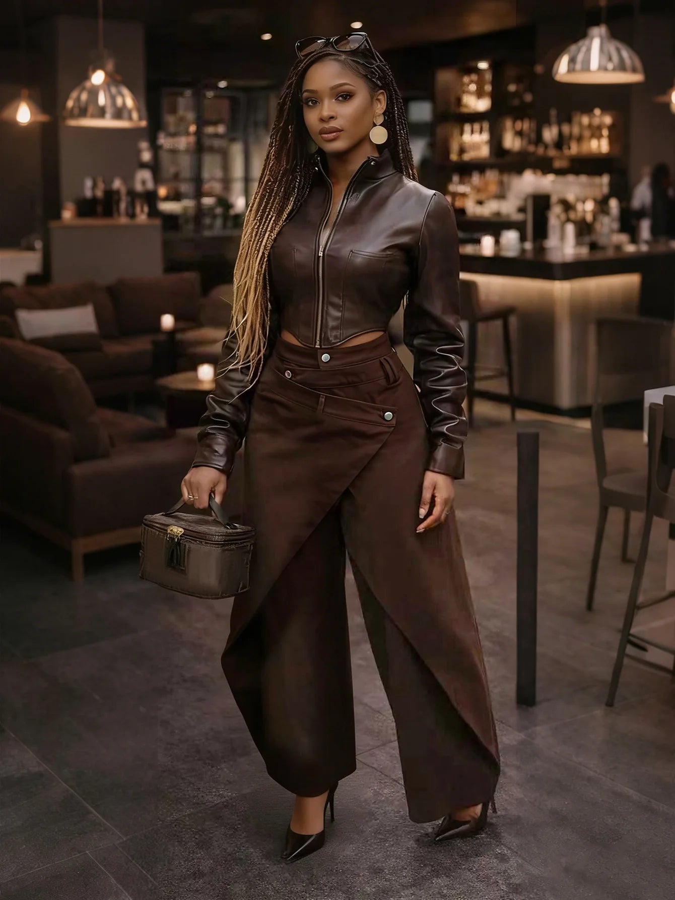 Vintage Washed High Waist Wide Leg Denim Jeans for Women