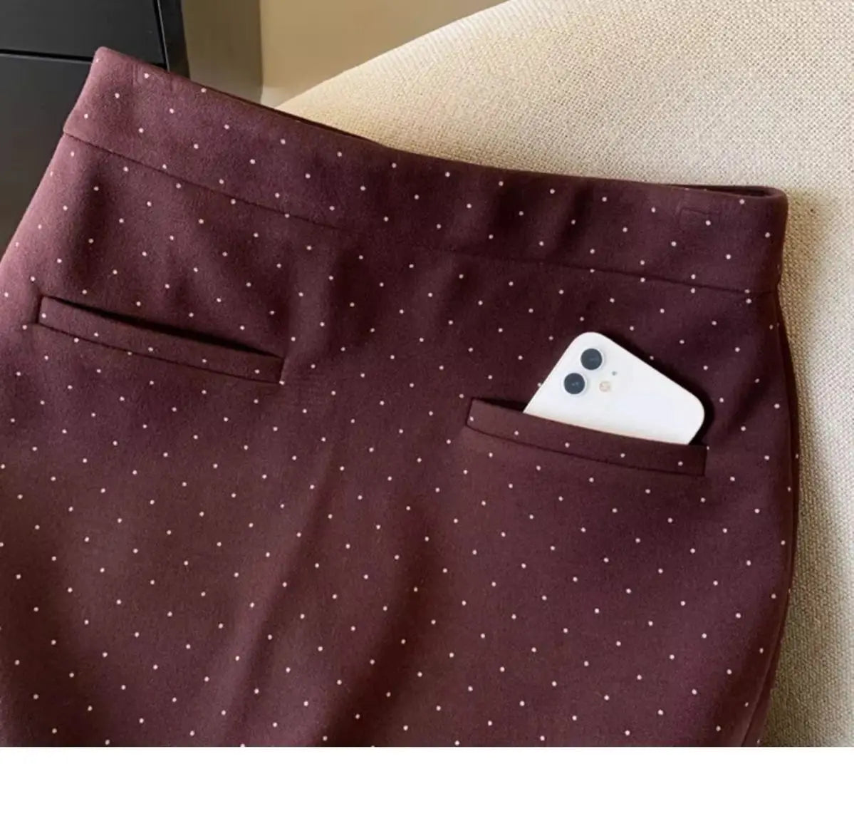 Polka Dot Print High Waist Slim Midi Skirt for Women