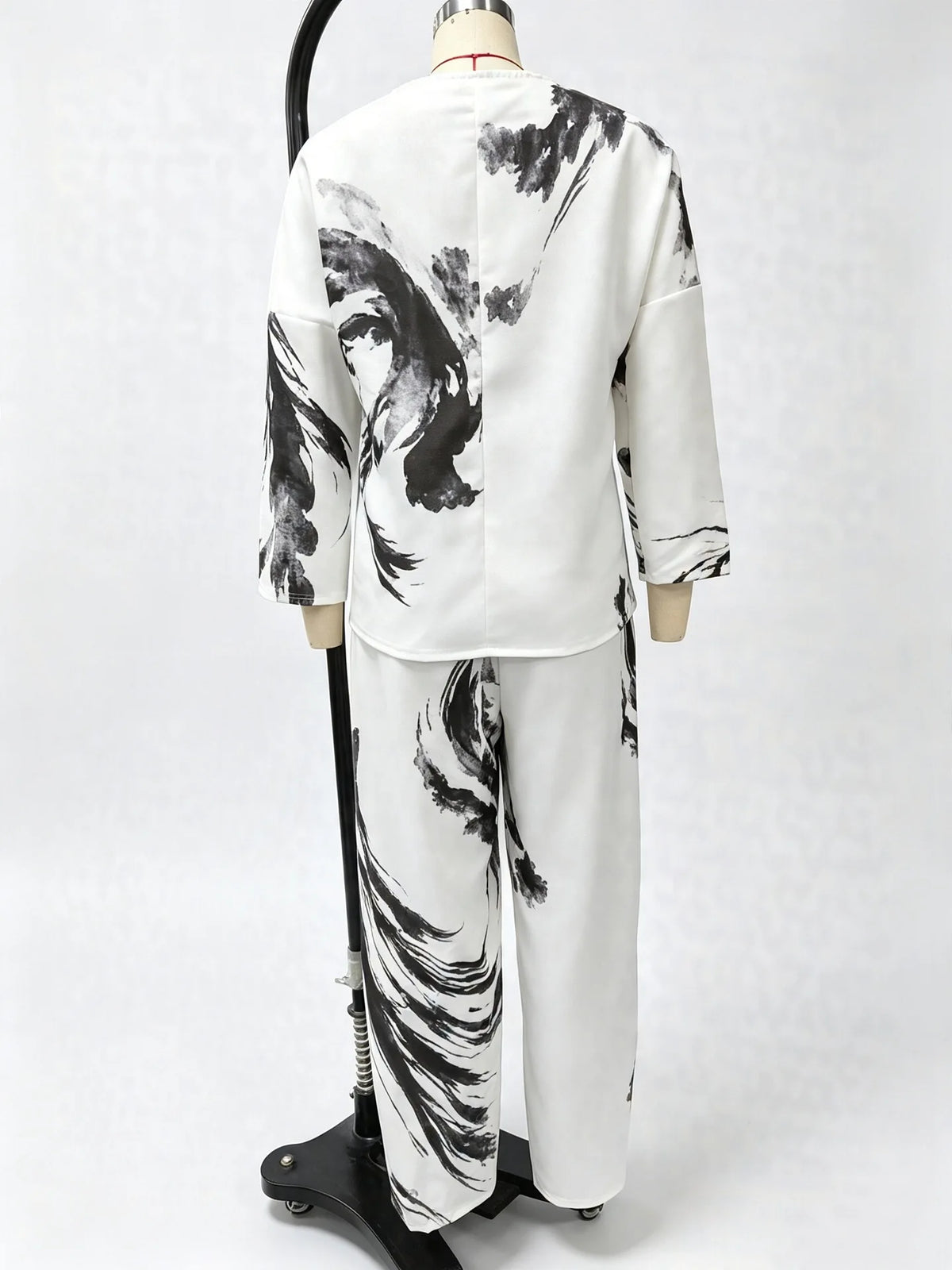 Casual Retro Printed Two Piece Pants Set for Women