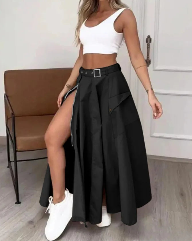 High Waist Tank Top and High Slit Maxi Skirt Set for Women