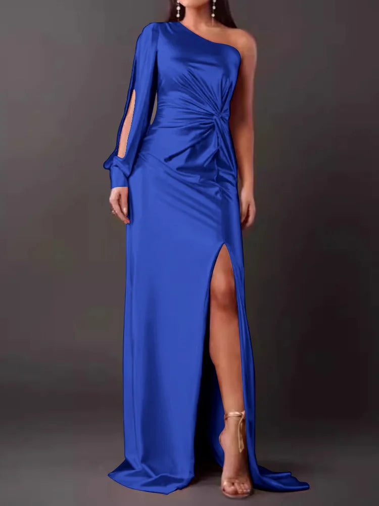 Elegant One Shoulder Backless Maxi Dress for Women