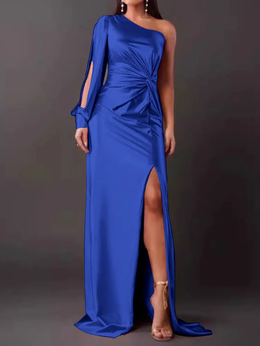 One Shoulder Backless Maxi Dress