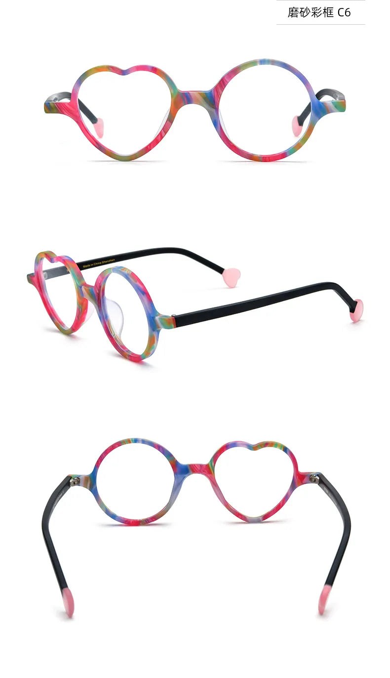 Colorful Heart Frame Fashion Glasses