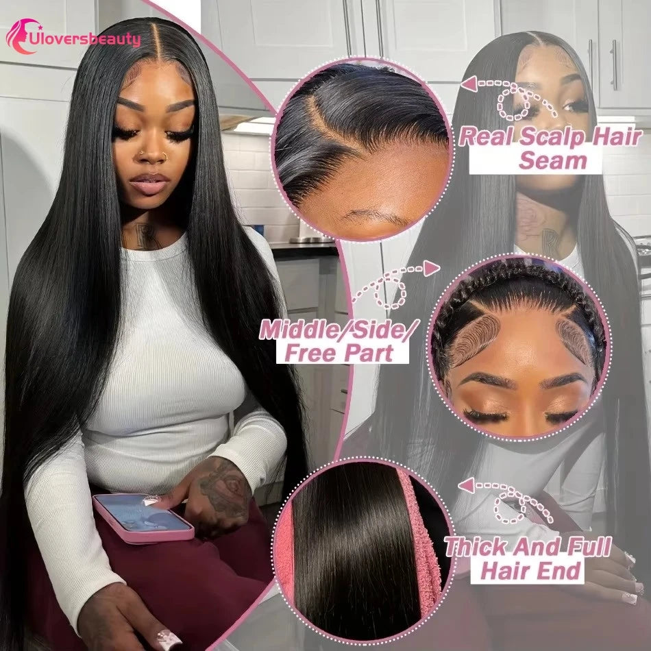 Glueless Straight Human Hair Lace Front Wig for Women