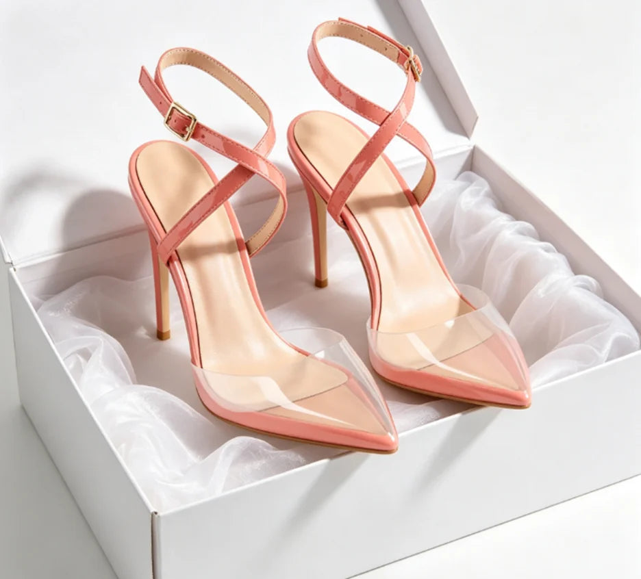 Slingback Cross Straps Pointed Toe Pumps for Women