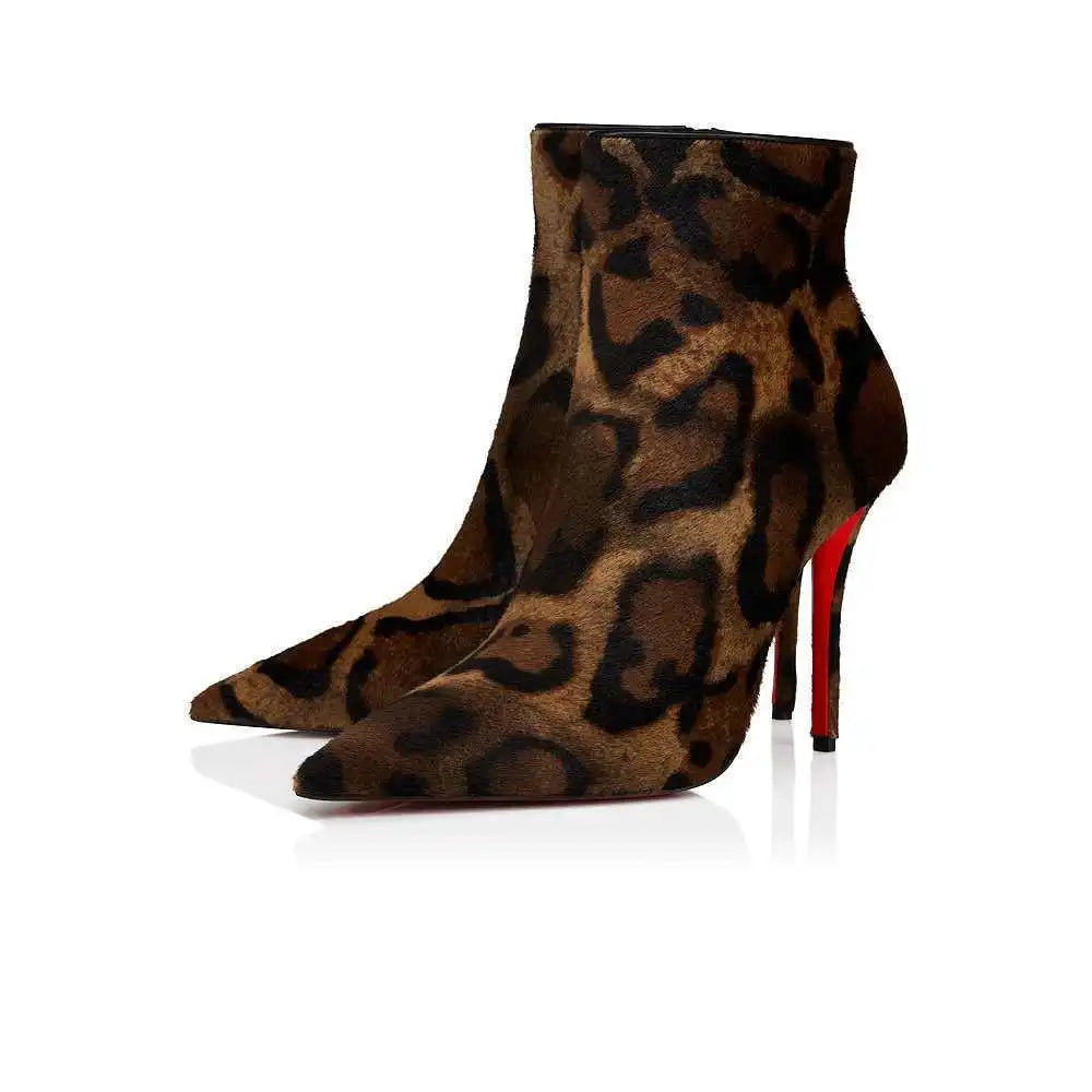 Leopard Print Knee High Boots With Zipper for Women