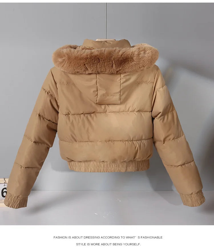 Solid Color Padded Winter Hooded Jacket