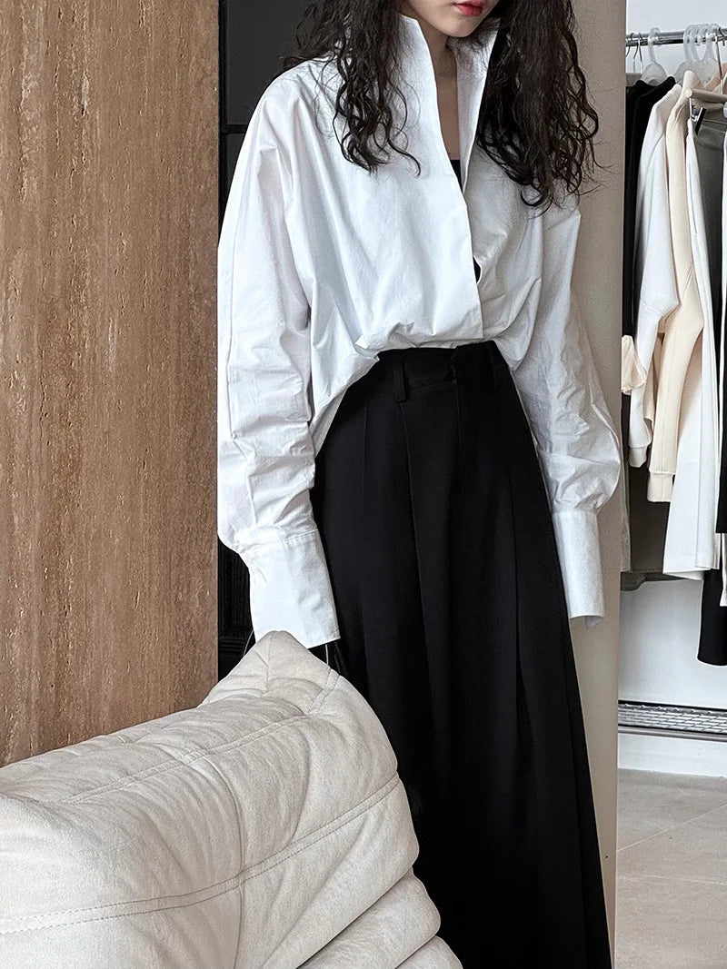 Batwing Sleeve Stand Collar Blouse