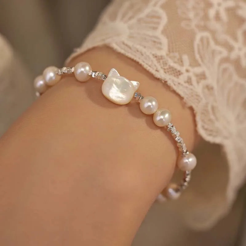 Pearl And Shell Adjustable Chain Bracelet for Women