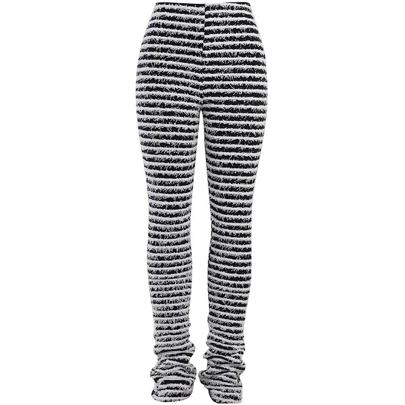 2025Summer Fashion High-waisted Hip-lifting Casual Pants, Woolen Striped Sexy Slim-fitting Trousers for Women Cw25290