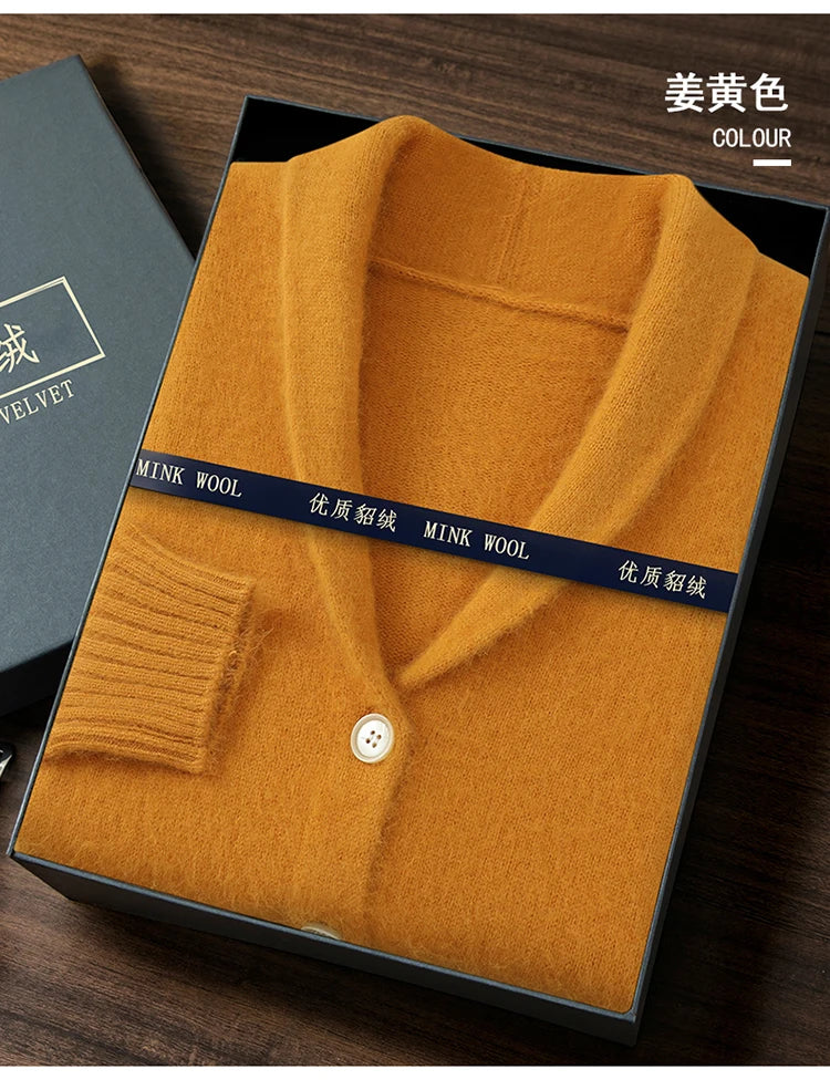 Warm Winter Wool Knit V-Neck Pocket Cardigan for Women