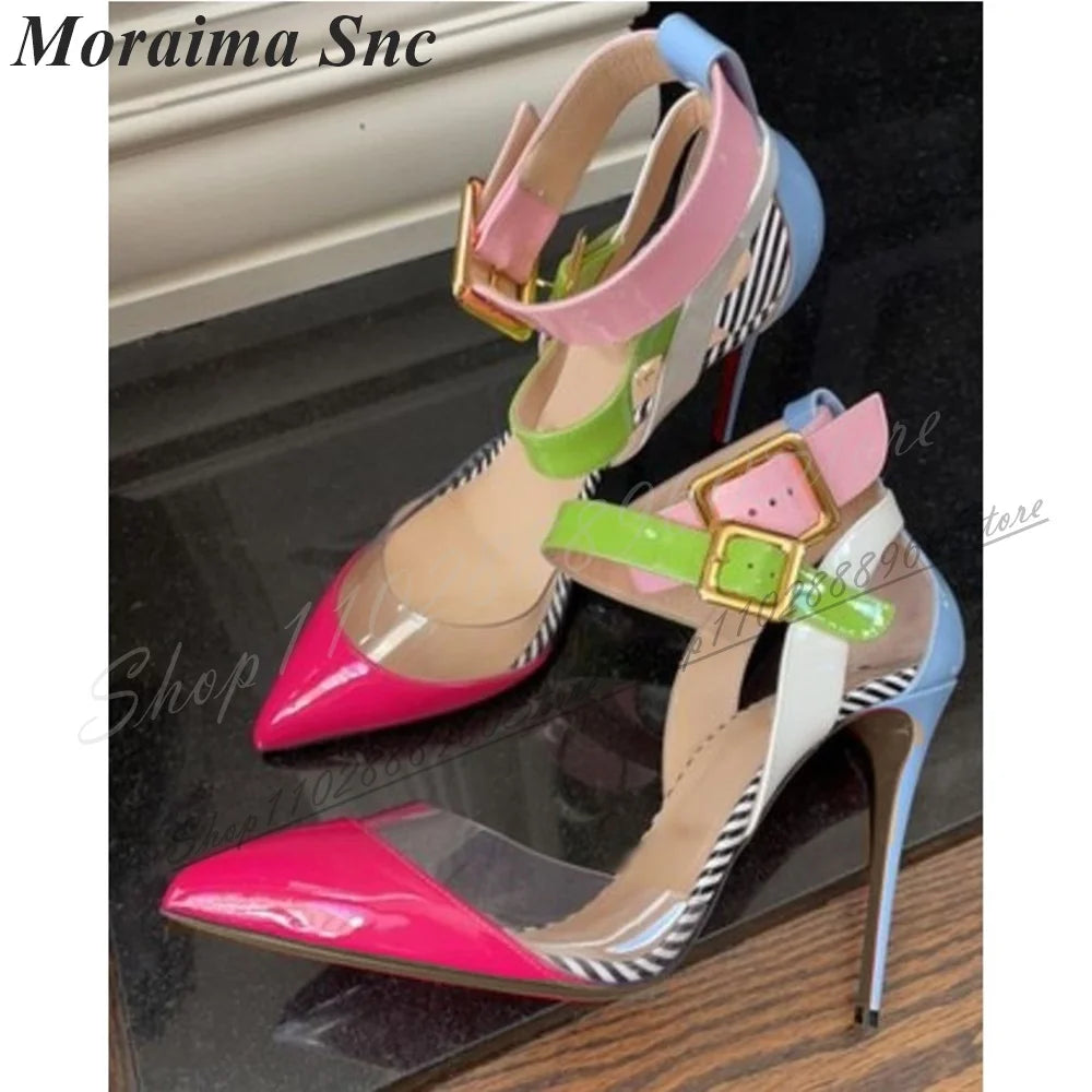 Stylish Pointed Toe Ankle Strap Sandals with Thin Heel for Women