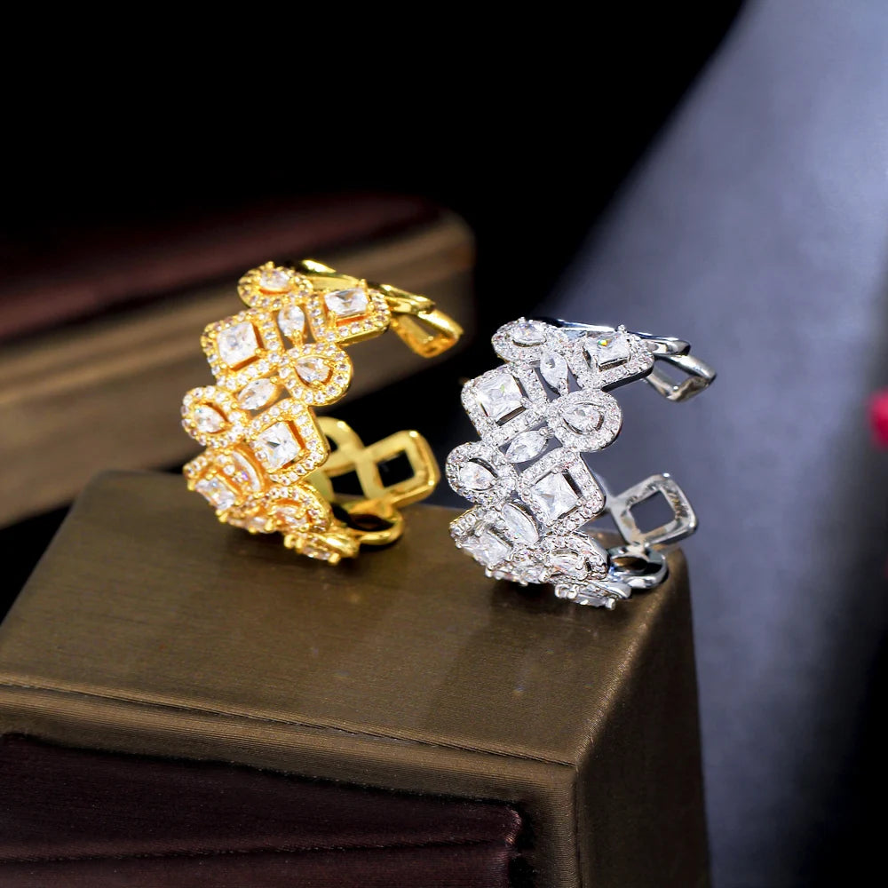 Adjustable Cubic Zirconia Cuff Ring